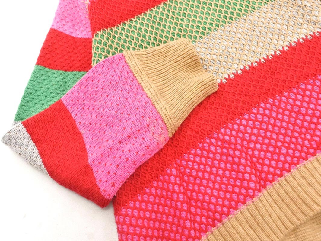 boussole ブソル ボーダー ニット セーター ベージュxピンクx赤 ◇■ ☆ fjc7 レディース_画像2