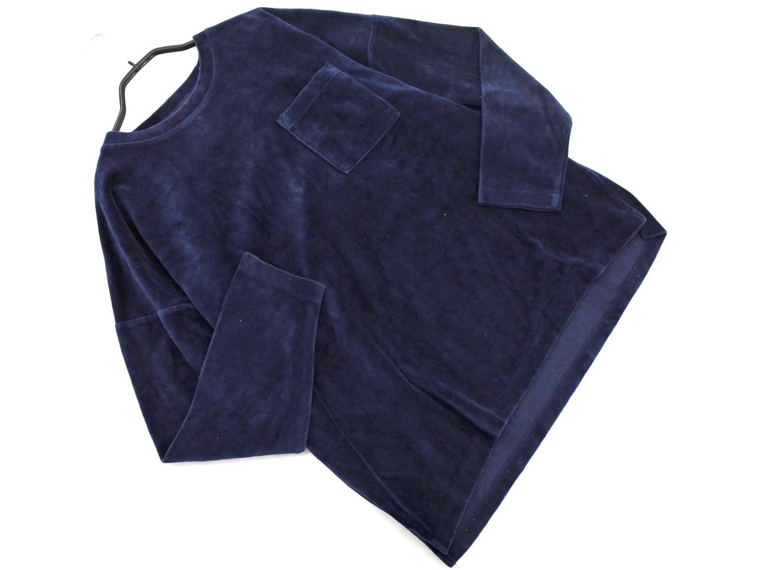 RAGEBLUE レイジブルー ベロア ポケット プルオーバー カットソー sizeS/紺 ◇■ ☆ fjc9 メンズ_画像1