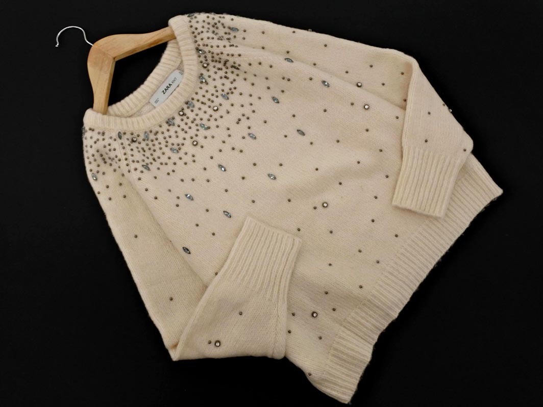 ZARA ザラ ビーズ ニット セーター sizeS/アイボリー ◇■ ☆ fjc9 レディース_画像1