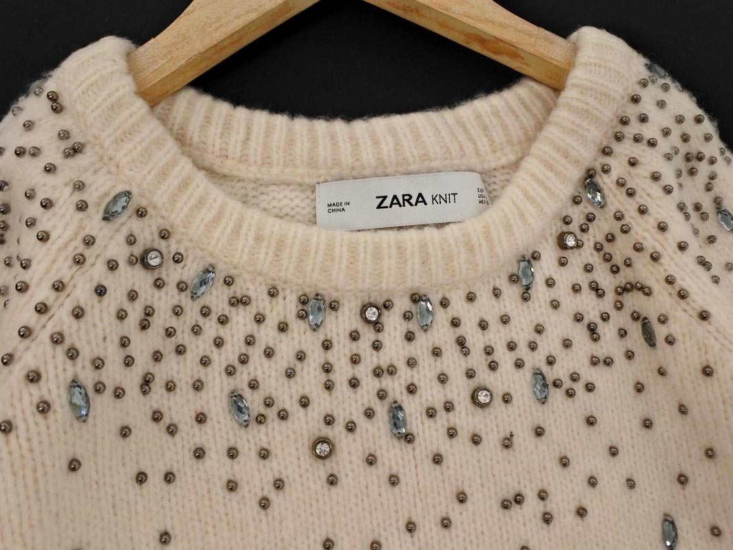 ZARA ザラ ビーズ ニット セーター sizeS/アイボリー ◇■ ☆ fjc9 レディース_画像3