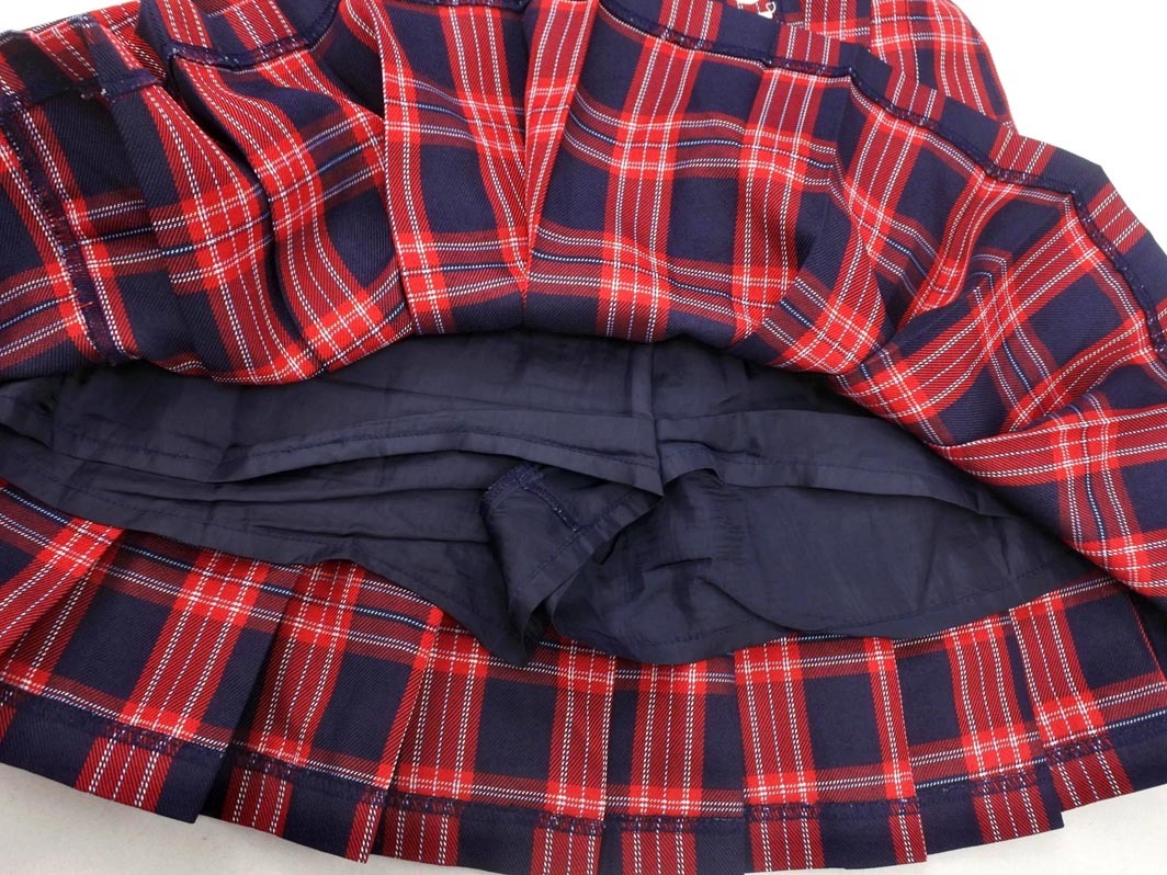 LOVETOXIC ラブトキシック ナルミヤ チェック ラップ風 刺繍 プリーツ スカート size160cm/赤x紺 ■■ ☆ fjc9 女の子_画像2