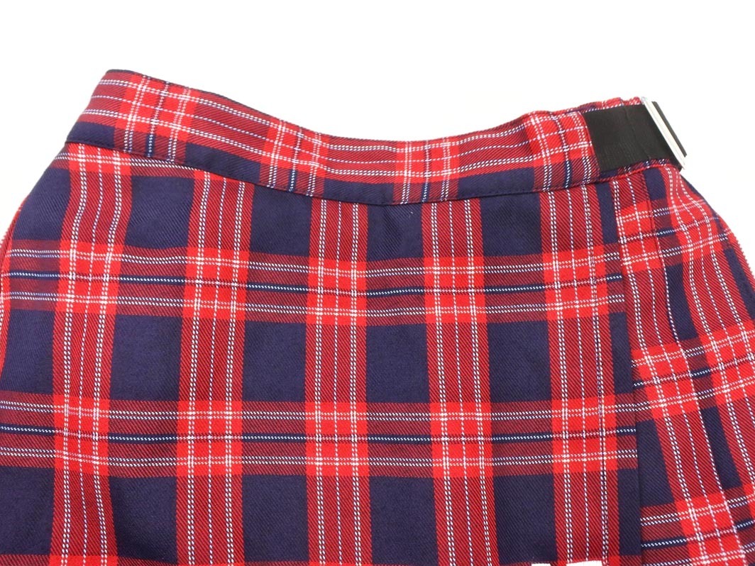 LOVETOXIC ラブトキシック ナルミヤ チェック ラップ風 刺繍 プリーツ スカート size160cm/赤x紺 ■■ ☆ fjc9 女の子_画像3