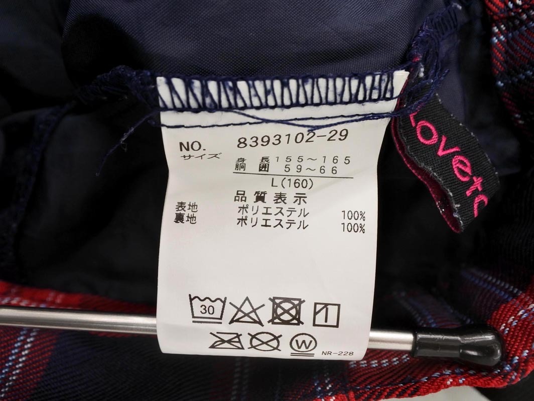 LOVETOXIC ラブトキシック ナルミヤ チェック ラップ風 刺繍 プリーツ スカート size160cm/赤x紺 ■■ ☆ fjc9 女の子_画像5