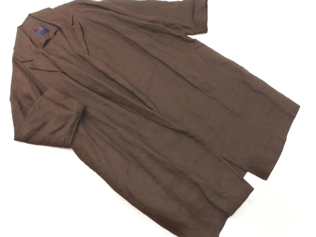 GALLEGO DESPORTIES ギャレゴデスポート リネン100% ロング コート 茶 ■◇◎ ☆ fjc8 レディース_画像1