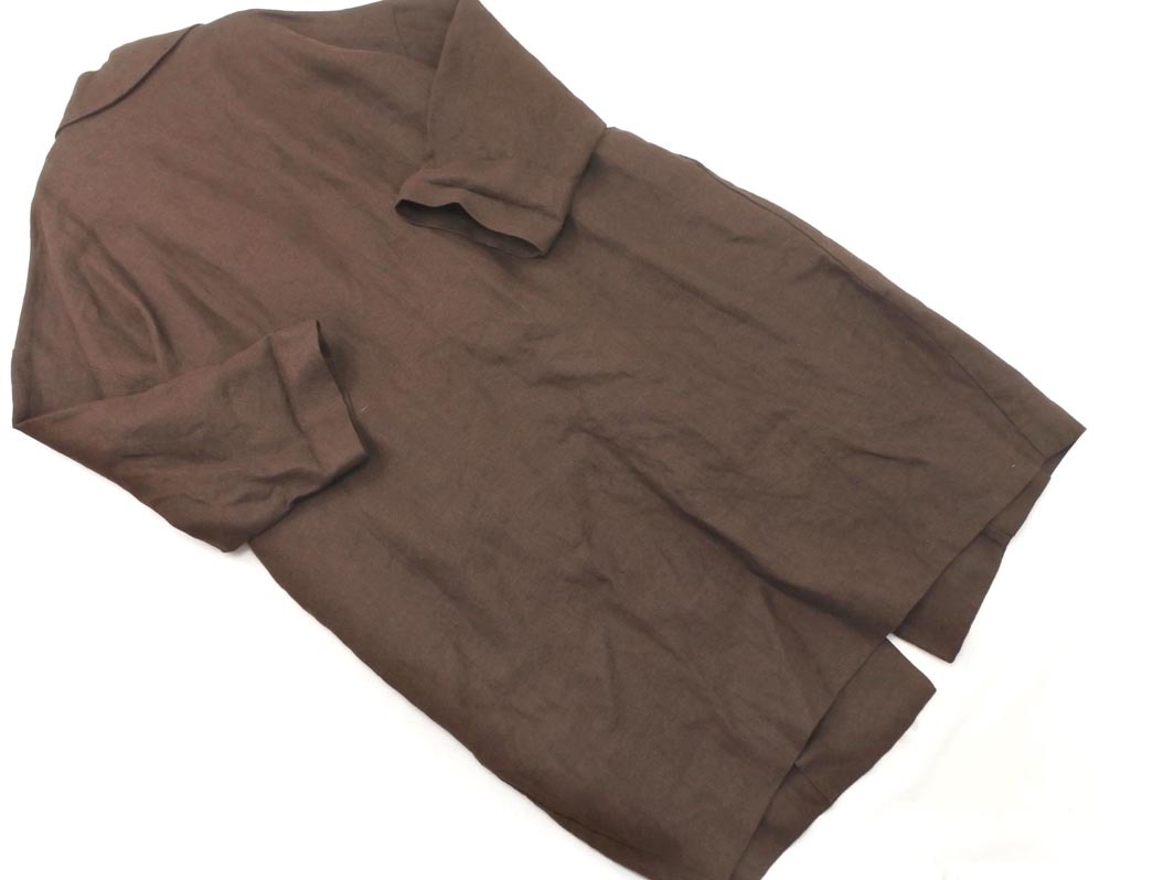 GALLEGO DESPORTIES ギャレゴデスポート リネン100% ロング コート 茶 ■◇◎ ☆ fjc8 レディース_画像6