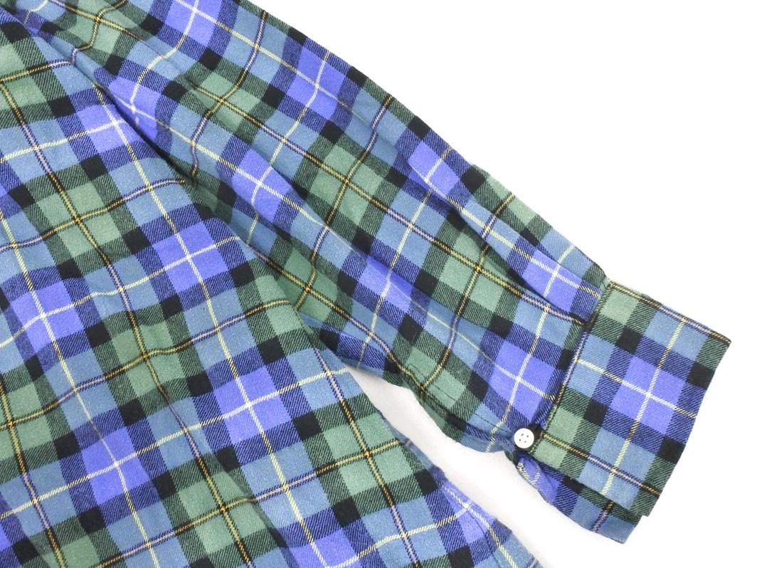 SHIPS シップス any チェック バンドカラー シャツ ワンピース sizeF/青 ◇■ ☆ fjc9 レディース_画像3