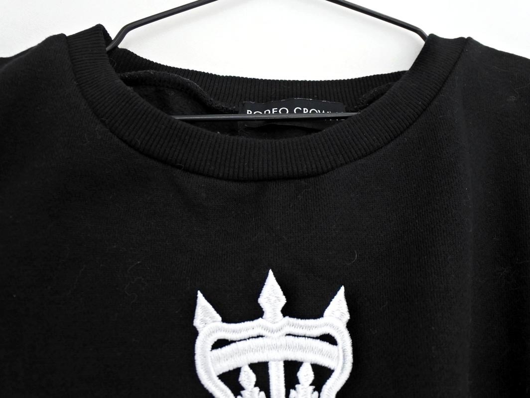 RODEO CROWNS ロデオクラウンズ ロゴ プリント 刺繍 ビッグシルエット スウェット sizeF/黒 ◇■ ☆ fjc9 レディース_画像2