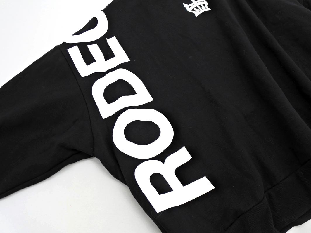 RODEO CROWNS ロデオクラウンズ ロゴ プリント 刺繍 ビッグシルエット スウェット sizeF/黒 ◇■ ☆ fjc9 レディース_画像4