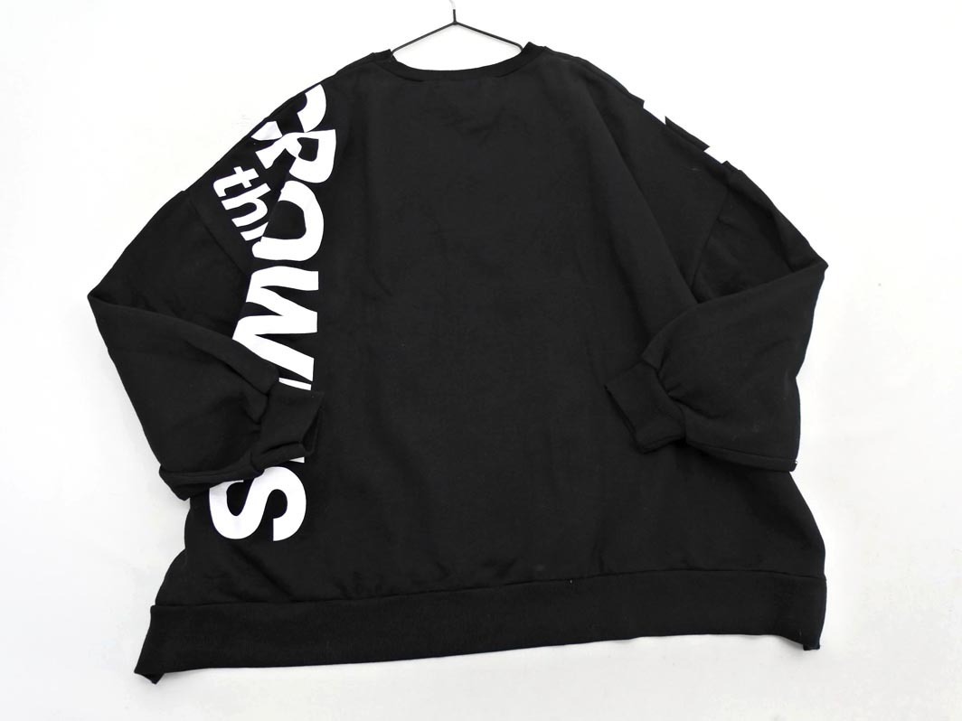 RODEO CROWNS ロデオクラウンズ ロゴ プリント 刺繍 ビッグシルエット スウェット sizeF/黒 ◇■ ☆ fjc9 レディース_画像6