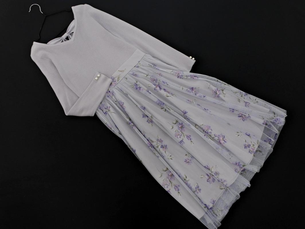 LAISSE PASSE レッセパッセ 花柄チュール ドッキング ワンピース size36/ラベンダー ■◇ ☆ fjc9 レディース_画像1