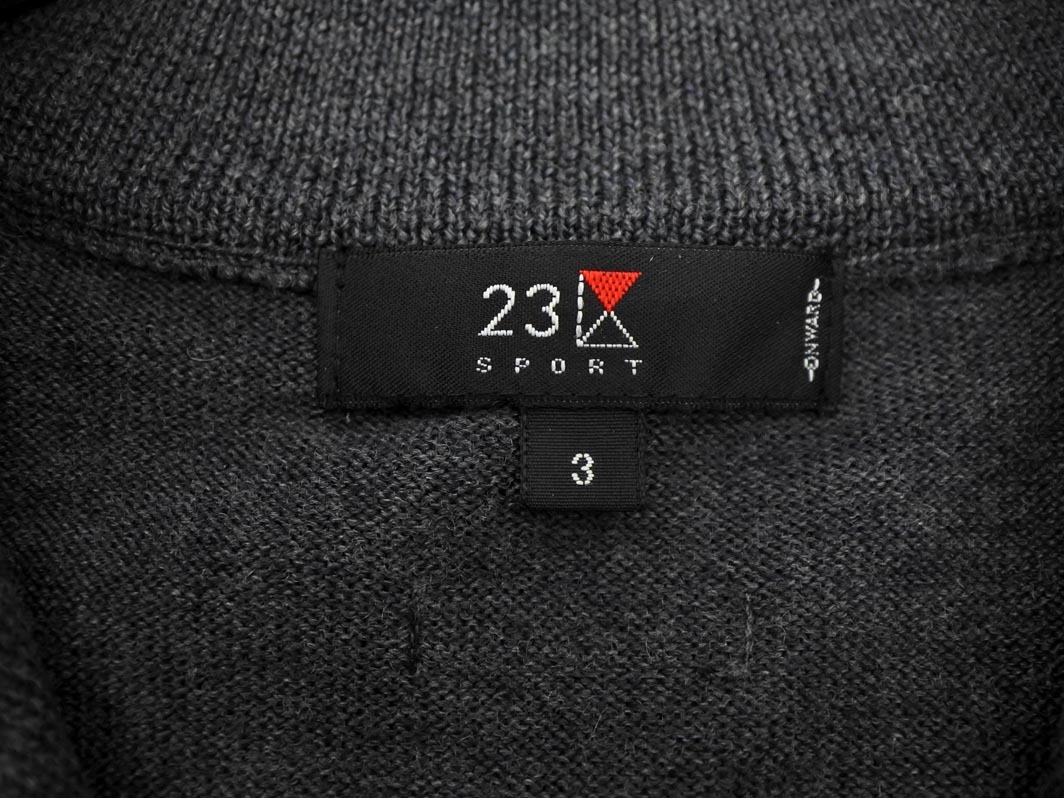 23 район спорт шерсть 100% половина Zip вязаный лучший size3/ серый *# * fjc9 мужской