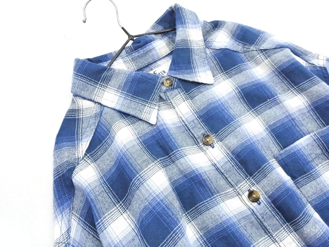 Hollister ホリスター チェック ショート丈 ブラウス シャツ sizeXS/白x紺 ◇■ ☆ fjc9 レディース_画像2