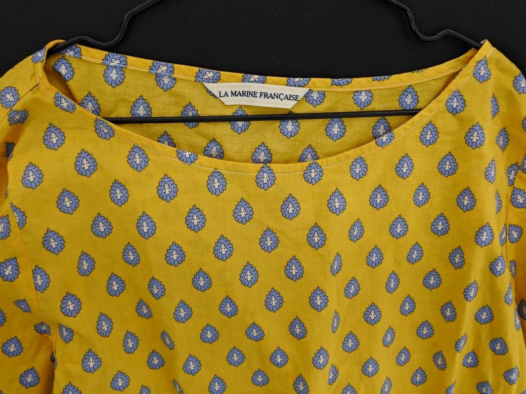 ネコポスOK la marine francaise マリンフランセーズ 総柄 プルオーバー ブラウス シャツ 黄 ◇■ ☆ fjc9 レディース_画像4