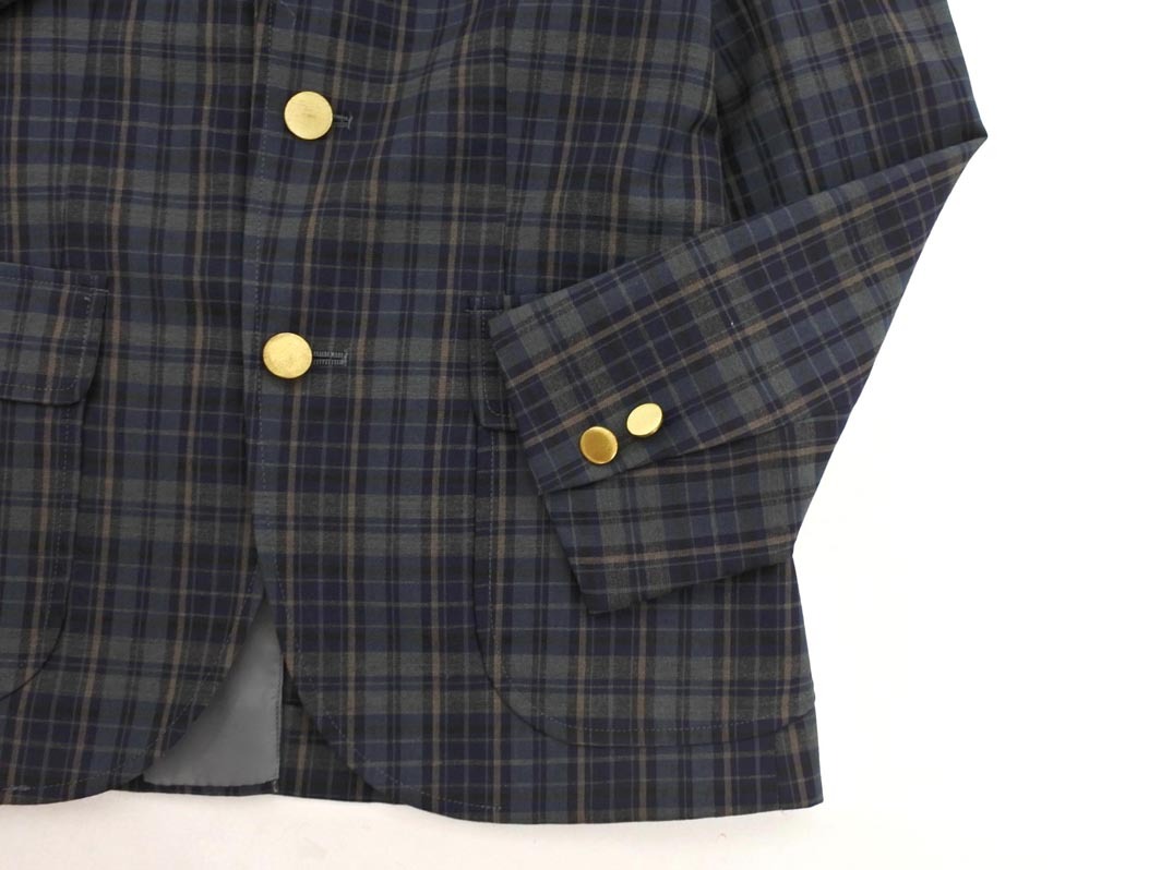 NEWYORKER ニューヨーカー ウール混 チェック テーラード ジャケット size7A-2/紺 ◇■ ☆ fjd1 レディース_画像2