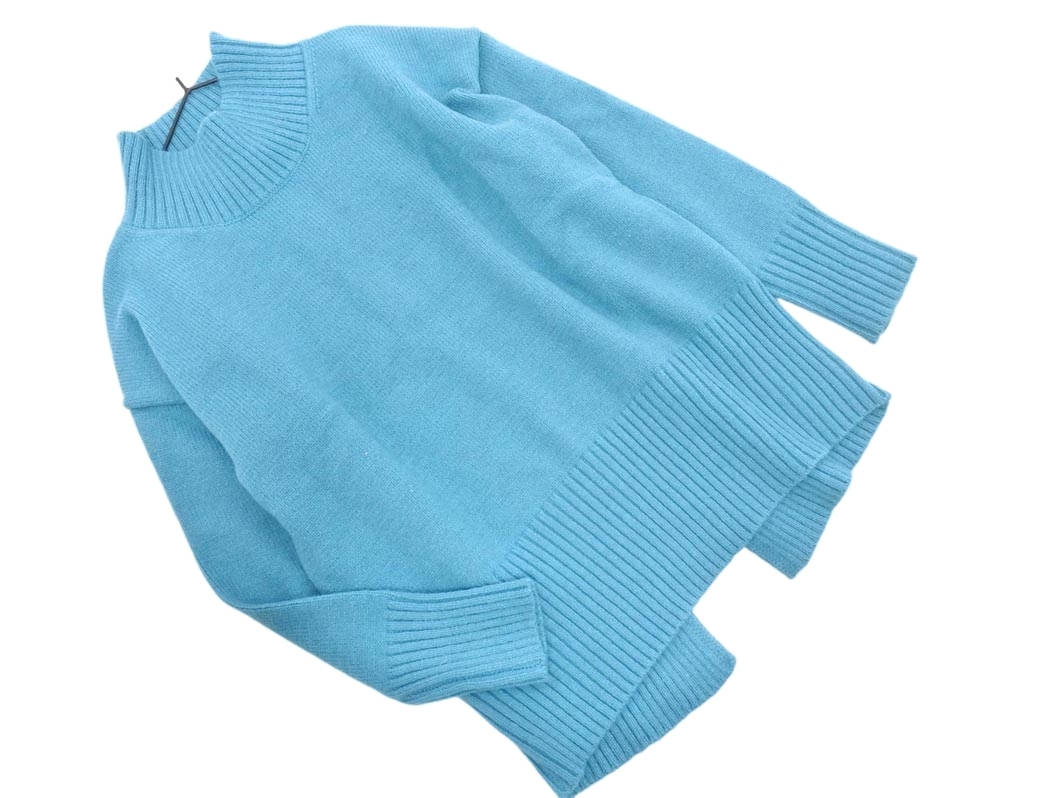 新品 a.v.v アーヴェヴェ モックネック スリット ニット セーター sizeS/青緑 ◇■ ☆ fjd1 レディース_画像1