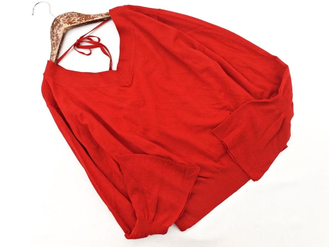 snidel スナイデル Vネック ベルスリーブ ニット セーター sizeF/赤 ◇■ ☆ fjd0 レディース_画像1