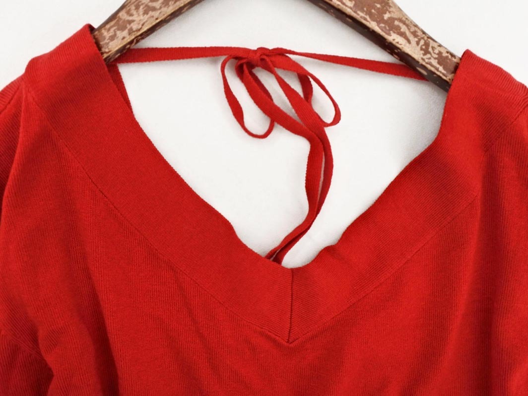 snidel スナイデル Vネック ベルスリーブ ニット セーター sizeF/赤 ◇■ ☆ fjd0 レディース_画像3