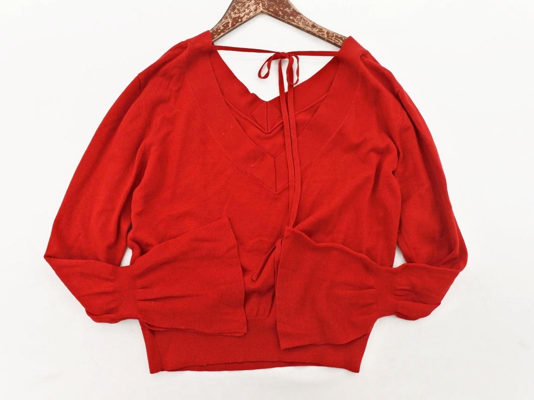 snidel スナイデル Vネック ベルスリーブ ニット セーター sizeF/赤 ◇■ ☆ fjd0 レディース_画像4