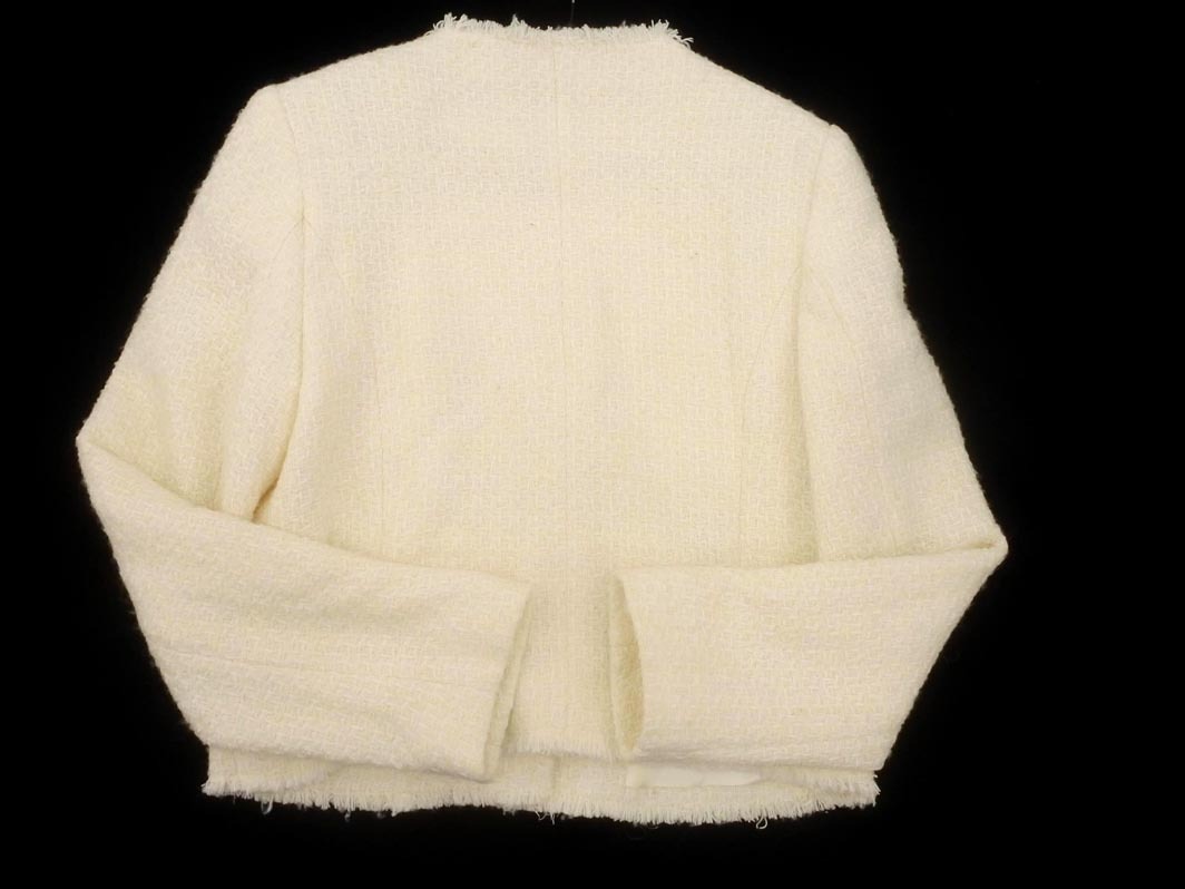 MNG マンゴ ツイード ノーカラー ジャケット sizeXS/オフホワイト ◇■ ☆ fjd1 レディース_画像6