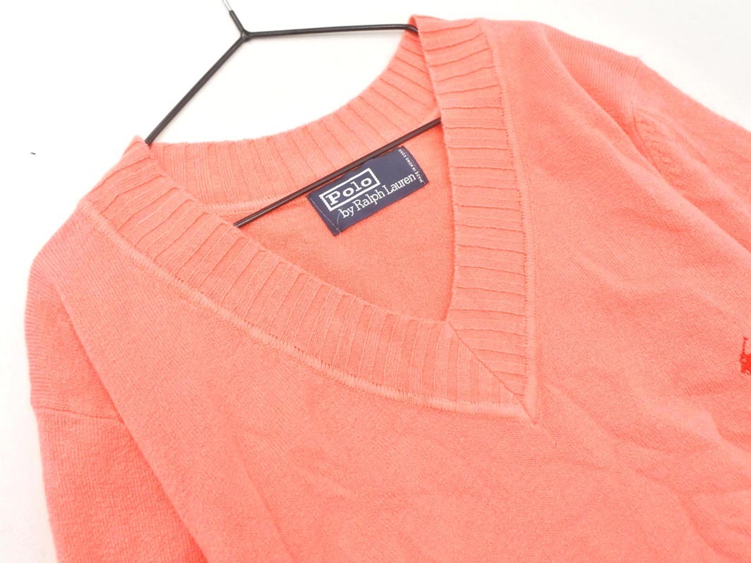 POLO RALPH LAUREN ポロ ラルフローレン カシミヤ混 Vネック ニット セーター ピンク ◇■ ☆ fjd1 レディース_画像2