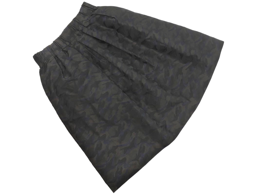 STRAWBERRY-FIELDS ストロベリーフィールズ 総柄 タック スカート 黒xカーキ ■■ ☆ fjd1 レディース_画像1