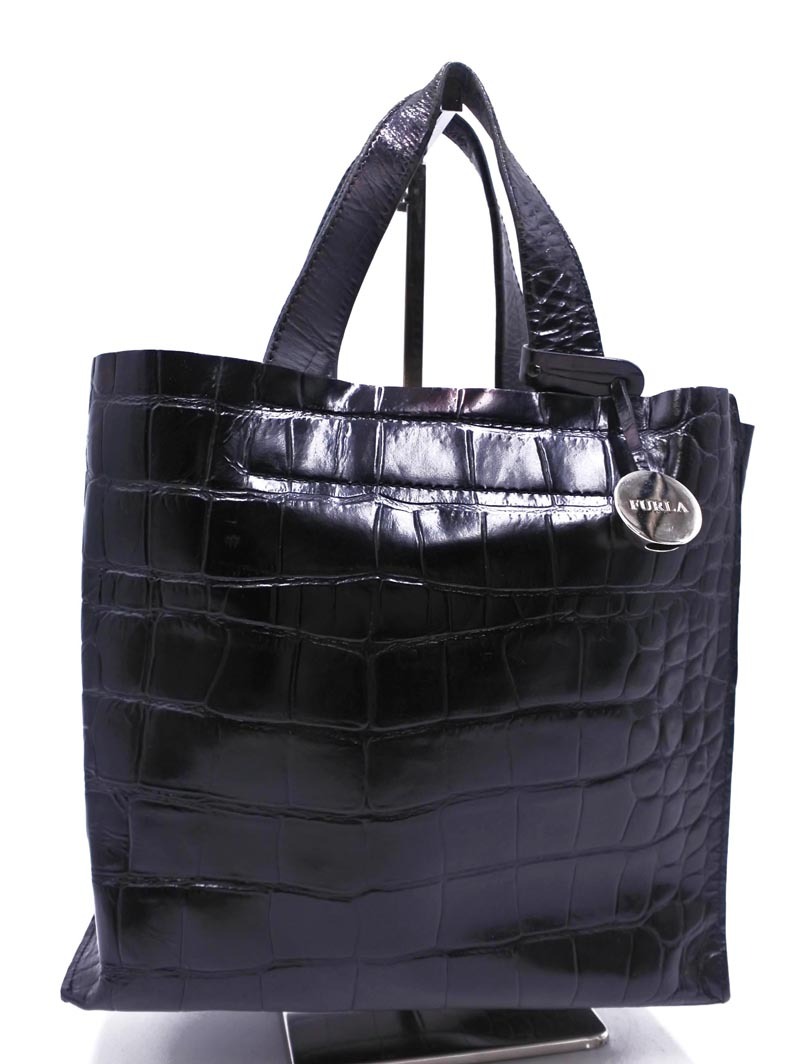 FURLA Furla натуральная кожа type вдавлено . кожа большая сумка чёрный ## * fja7 женский 