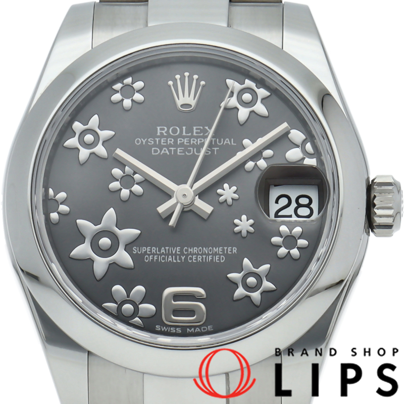 ロレックス デイトジャスト31 ボーイズ時計 フラワー文字盤 178240 箱 保証書 SS メンズ時計 グレー 仕上げ済 美品_画像1