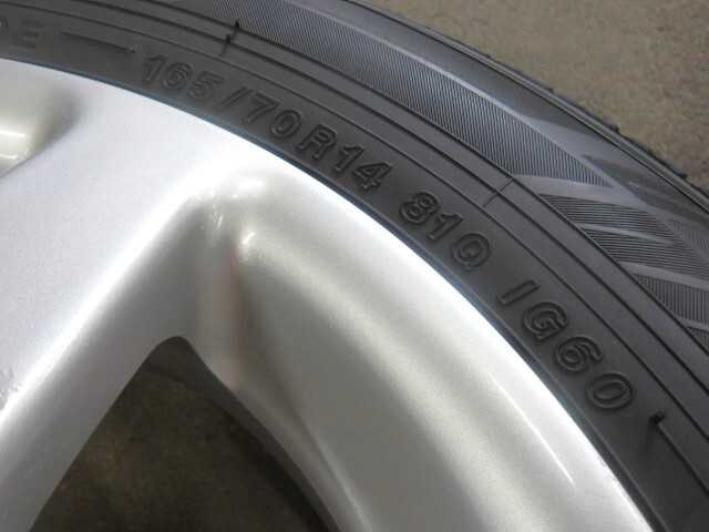 社外 アルミ ホイール 14インチ 14X5J +35 4H PCD100/114.3・2024年製 165/70R14 iG60 スタッドレスタイヤ付 4本_画像4
