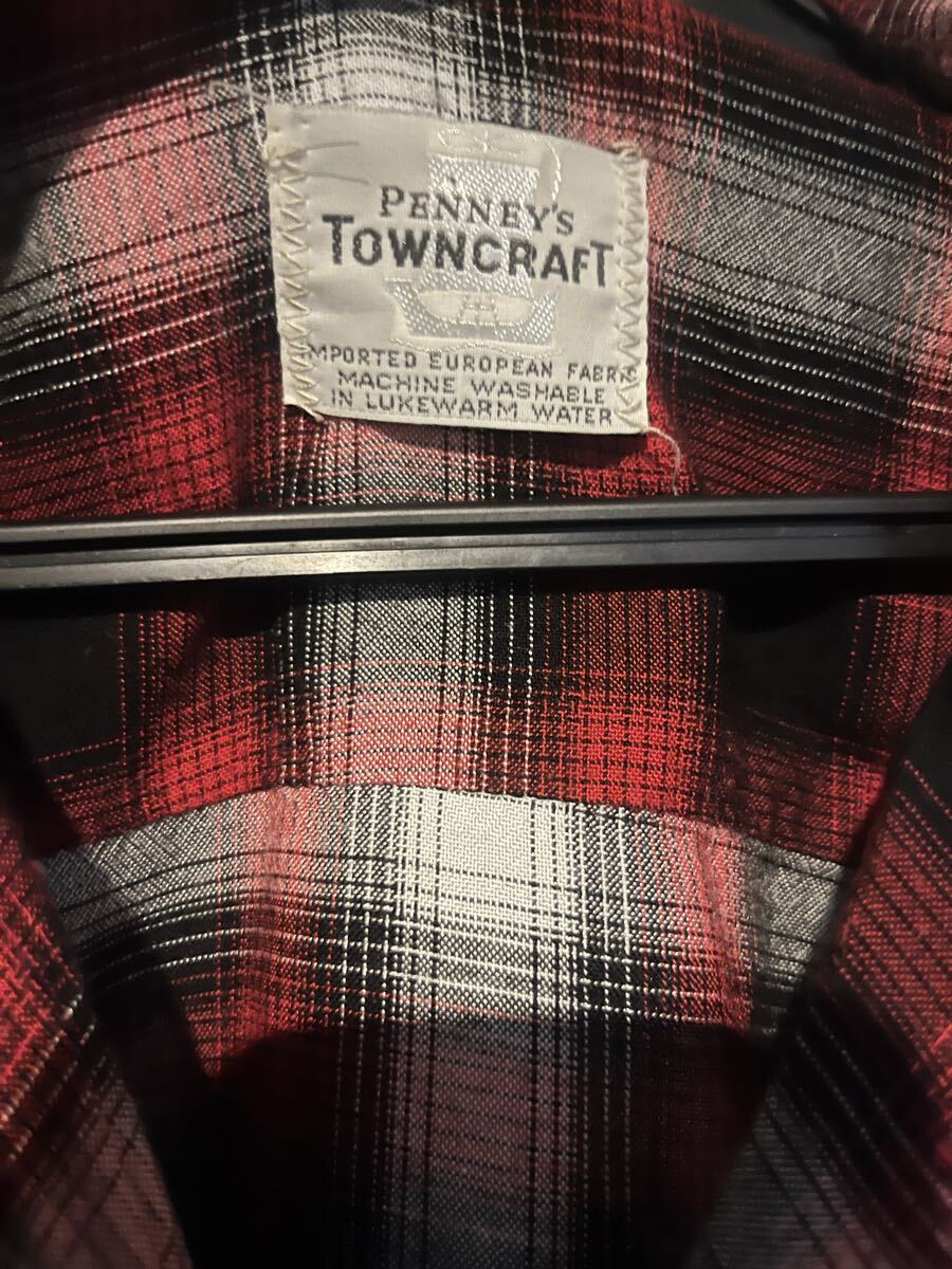 TownClaft 50s～60s オンブレ レーヨンシャツ 長袖シャツ ヴィンテージ チェック オンブレチェック_画像3