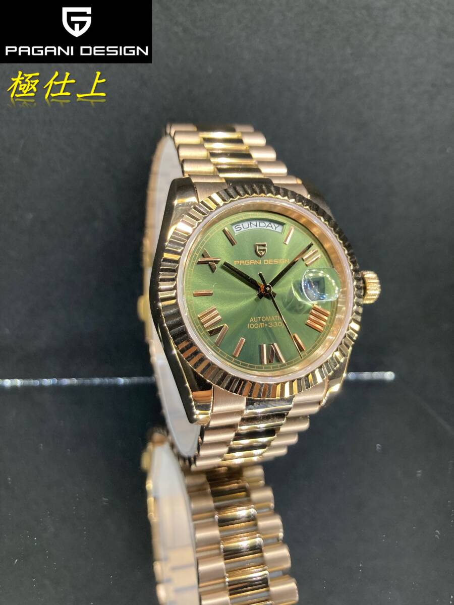 ■極仕上/調整済/10日保証付/新品に極めて近い1回だけ使用USED/中古品(機械式時計)デイデイトオマージュ・アラビア文字盤/ローズゴールド_画像3