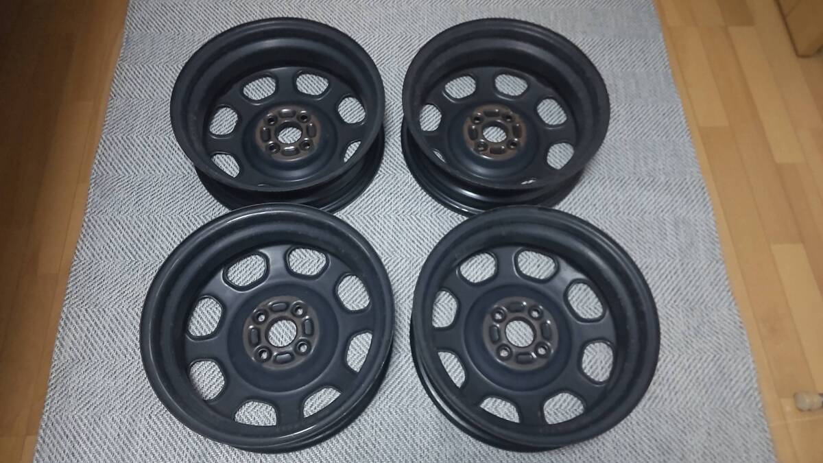 スズキ ハスラー純正 スチールホイール 15×4.5J +45 4H-100 4本 マットブラック_画像2