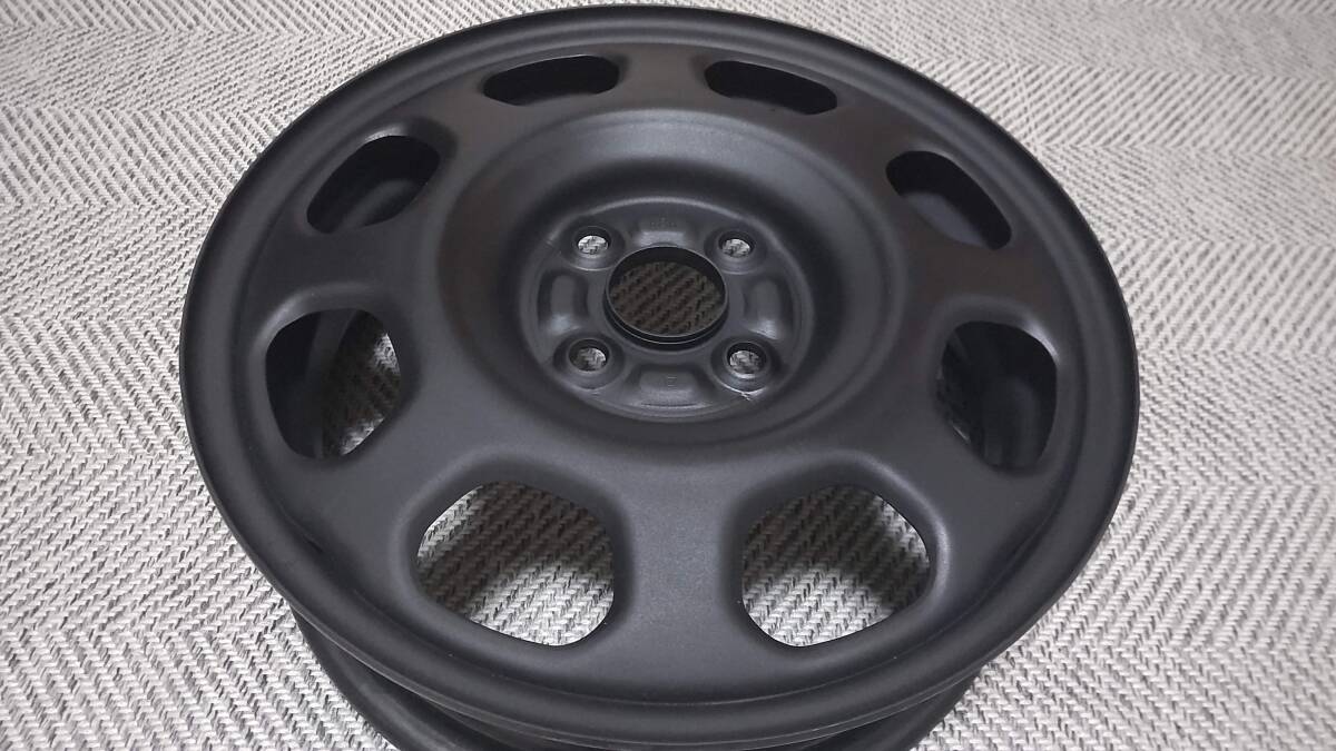 スズキ ハスラー純正 スチールホイール 15×4.5J +45 4H-100 4本 マットブラック_画像3