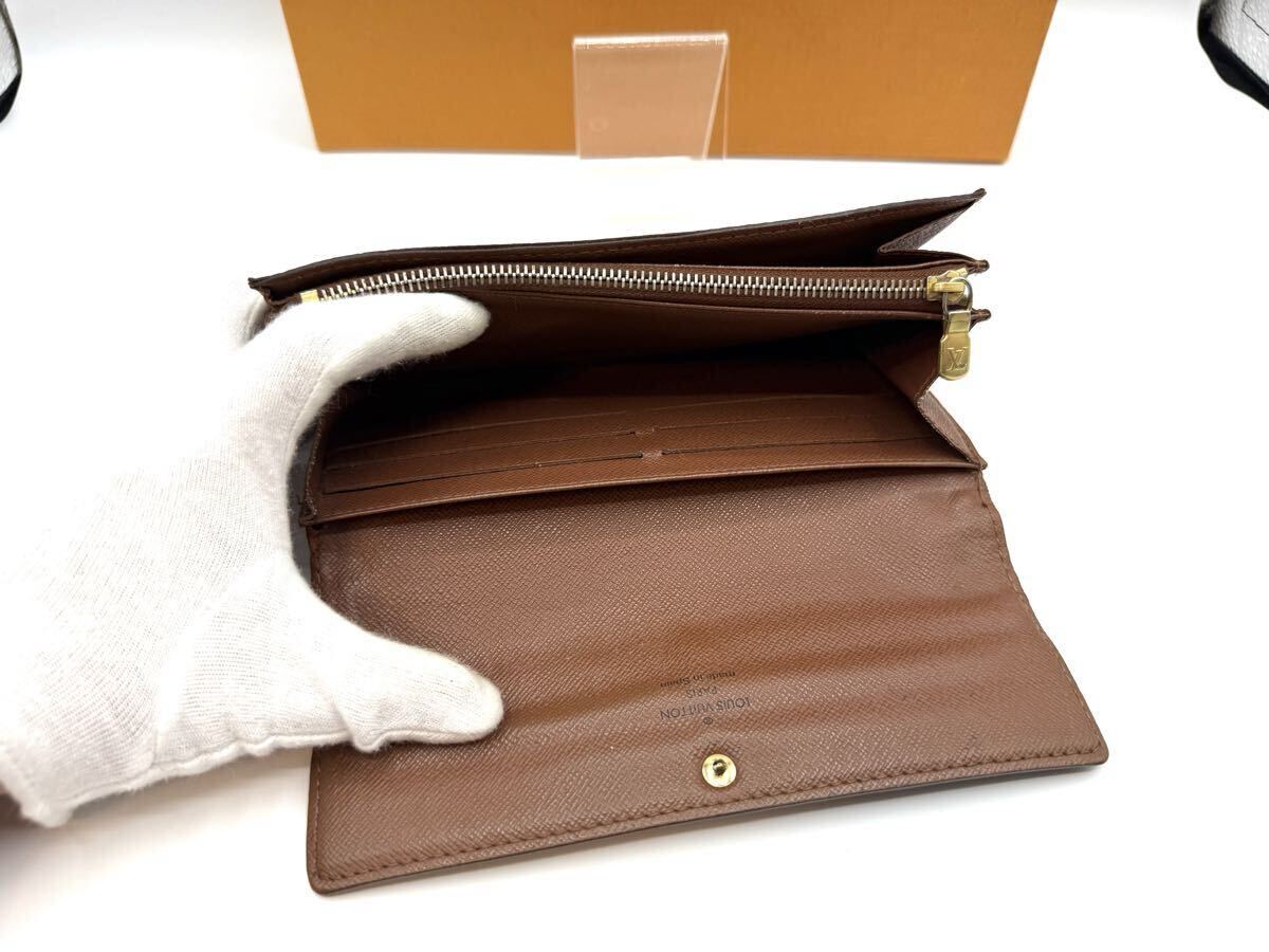 925 極美品 LOUIS VUITTON ルイヴィトン M61734 モノグラム ポルトフォイユ サラ 二つ折り 長財布 ウォレット 札入れ ブラウン系 _画像7