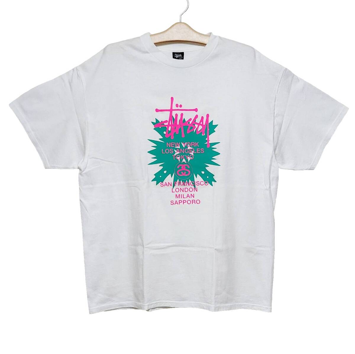 超激レア希少！新品タグ付き！STUSSY ステューシー 2007札幌チャプト限定ワールドツアーTシャツ XL ホワイト 入手困難デッドストック_画像1