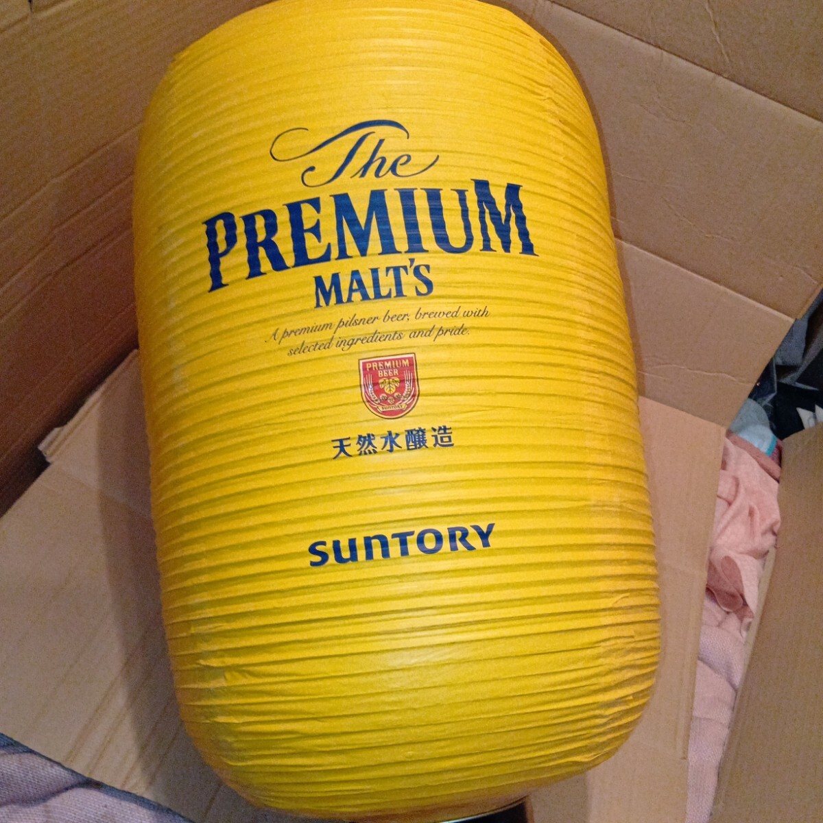 未使用　サントリー 　プレミアム　モルツ　提灯　デッドストック　ノベルティ　企業物 長さ60cm直径33cm ちょうちん SUNTORY ビール_画像1