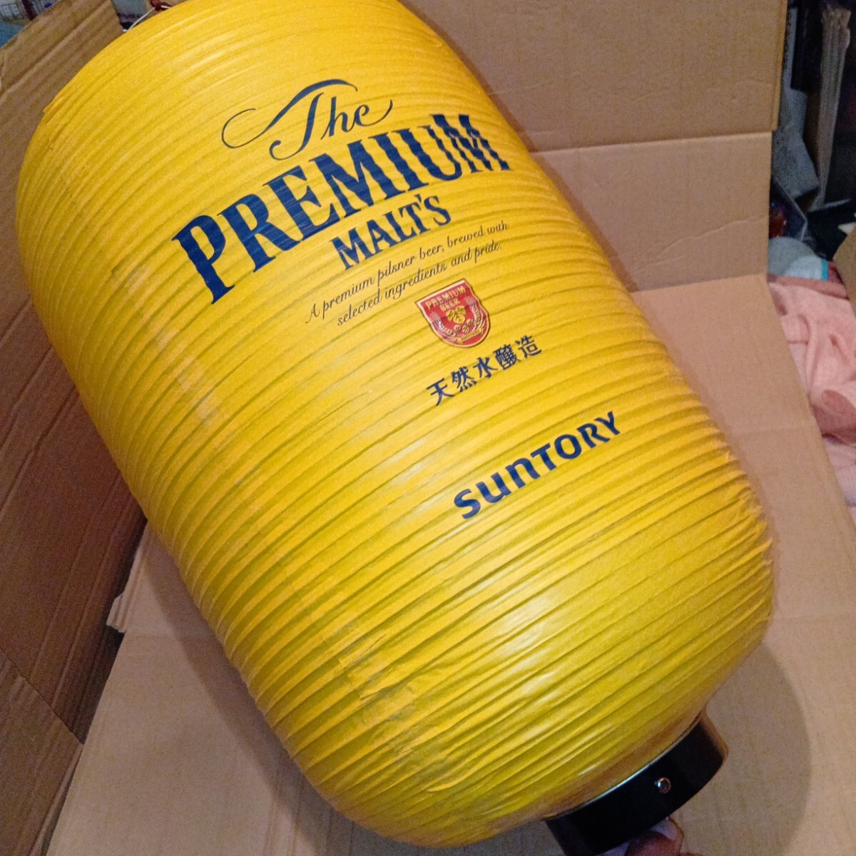 未使用　サントリー 　プレミアム　モルツ　提灯　デッドストック　ノベルティ　企業物 長さ60cm直径33cm ちょうちん SUNTORY ビール_画像2