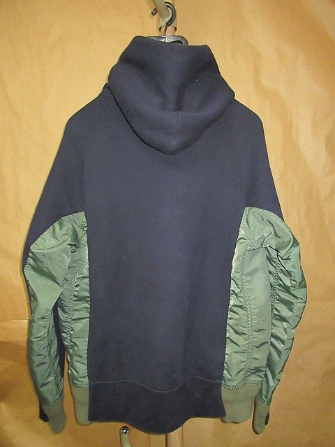 sacai サカイSponge Sweat x MA-1 Hoodie Sponge Sweat ドッキング スポンジ フード パーカー 3_画像2