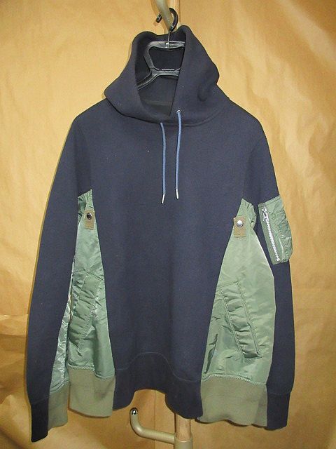 sacai サカイSponge Sweat x MA-1 Hoodie Sponge Sweat ドッキング スポンジ フード パーカー 3_画像1