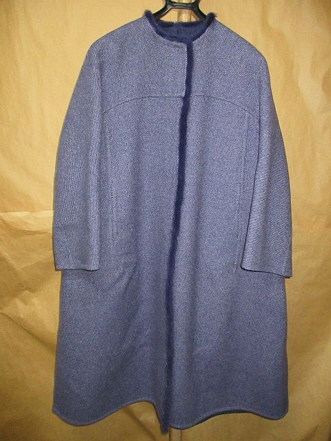 Drawer ドゥロワー ミンク　ファー　ノーカラー　オーバーサイズ　ロング　コート　パープル　36_画像1