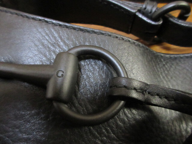 グッチ GUCCI ホースビット オール レザー ショルダー バッグ 黒_画像4