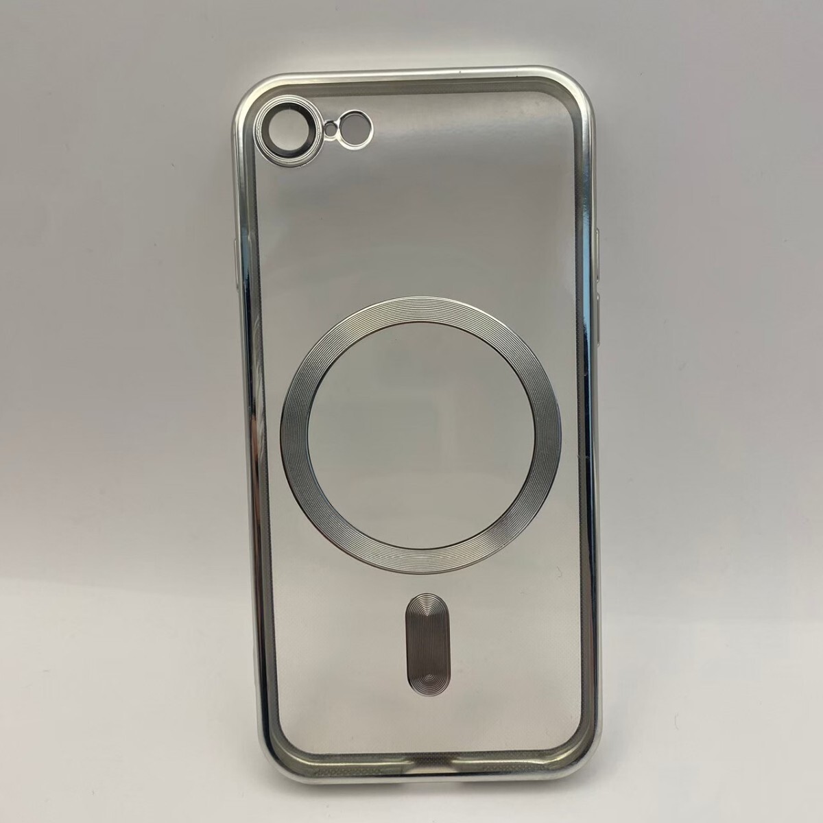 iPhoneケース iPhoneSE2 SE3 マグセーフ Magsafe クリアケース 透明ケース アイフォンカバー スマホカバー 軽量 シルバー 銀_画像3