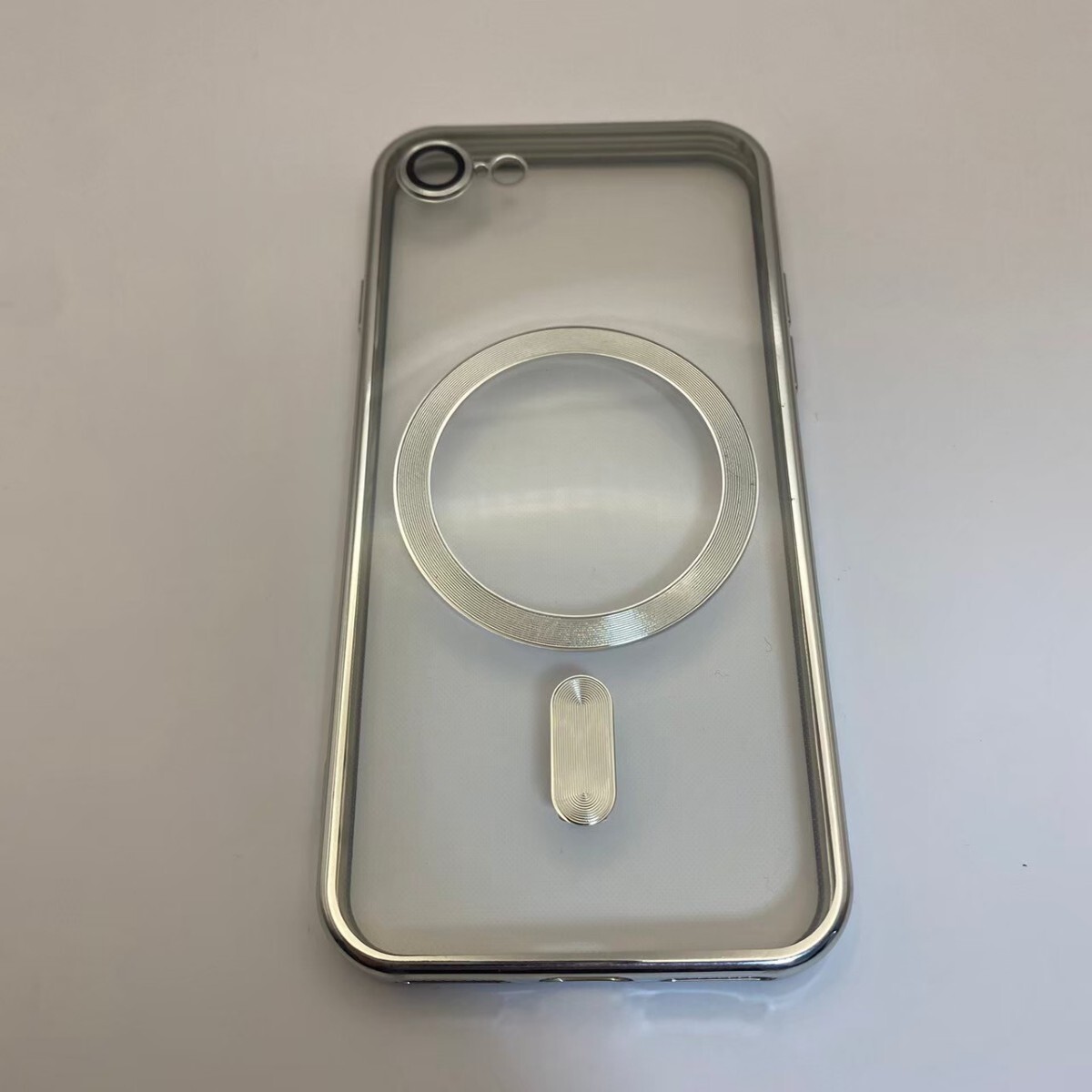 iPhoneケース iPhoneSE2 SE3 マグセーフ Magsafe クリアケース 透明ケース アイフォンカバー スマホカバー 軽量 シルバー 銀_画像4