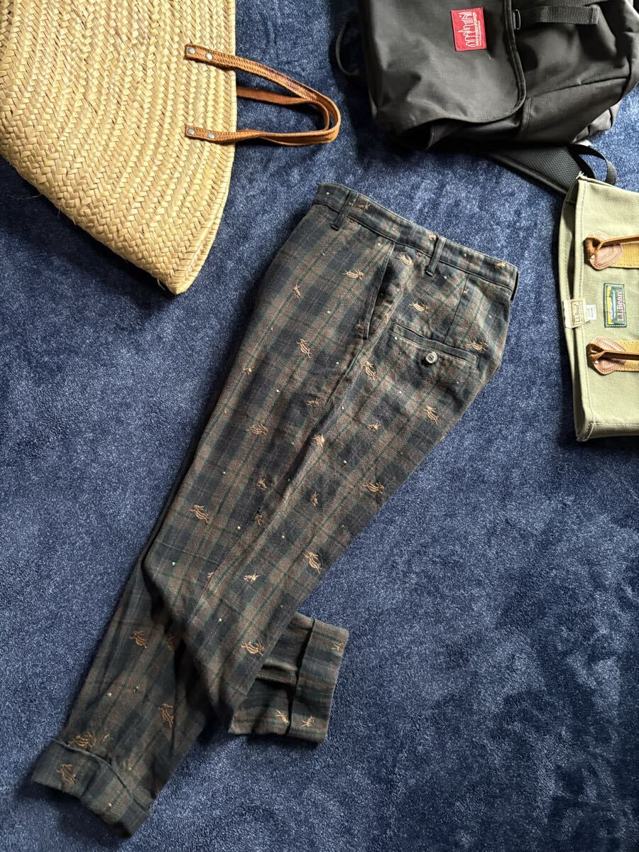 超美品 定価30,800円 Ne-net ネネット 高品質コットン ピケ生地 サルエルパンツ ハイウエスト釦 お洒落刺繍パンツ size2(M) ウエスト78cm_画像4