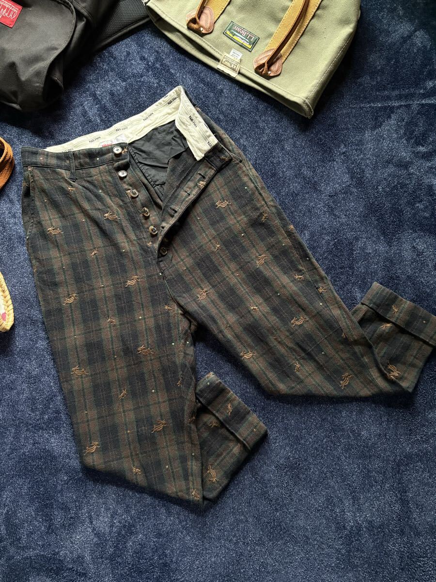 超美品 定価30,800円 Ne-net ネネット 高品質コットン ピケ生地 サルエルパンツ ハイウエスト釦 お洒落刺繍パンツ size2(M) ウエスト78cm_画像5