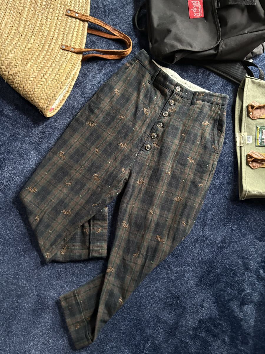 超美品 定価30,800円 Ne-net ネネット 高品質コットン ピケ生地 サルエルパンツ ハイウエスト釦 お洒落刺繍パンツ size2(M) ウエスト78cm_画像8