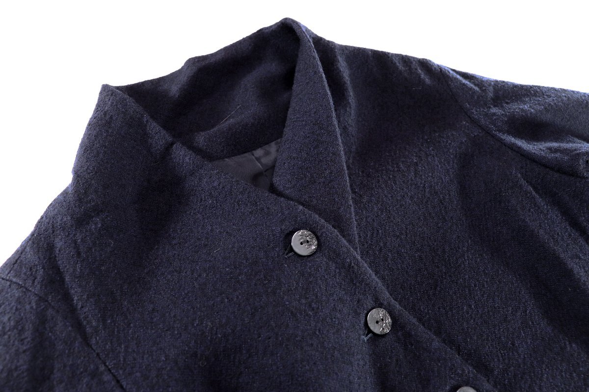 ☆美品☆慈雨センソユニコ/ウール100%変形長袖ジャケット:40/紺xz824_画像5