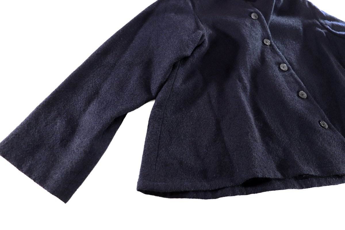 ☆美品☆慈雨センソユニコ/ウール100%変形長袖ジャケット:40/紺xz824_画像8