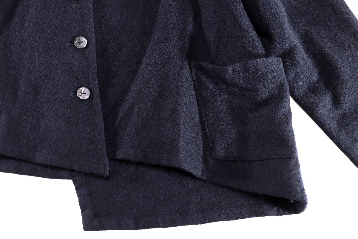 ☆美品☆慈雨センソユニコ/ウール100%変形長袖ジャケット:40/紺xz824_画像9