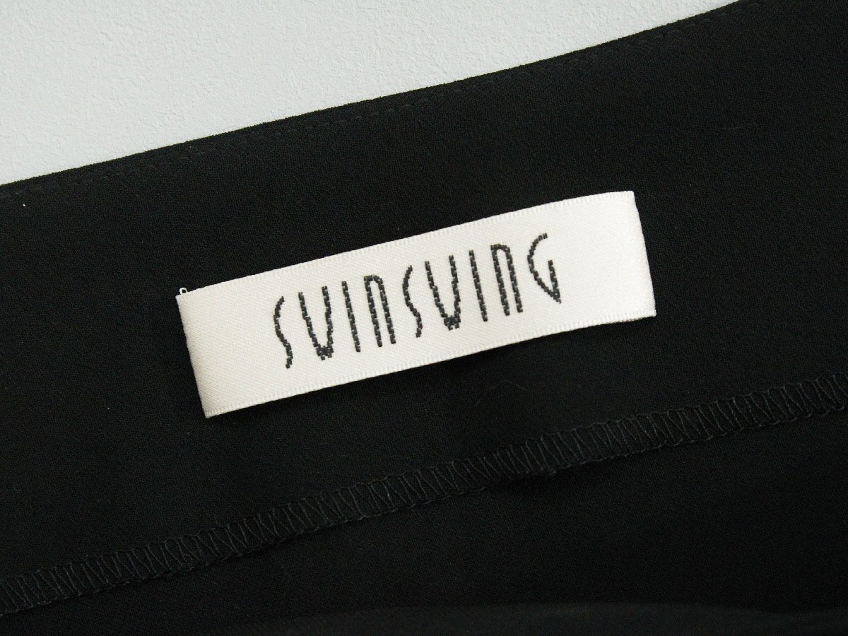 美品 SWINSWING/スウィンスウィング 裾シアー5分袖ロングコクーンワンピース 黒40 rl993_画像10