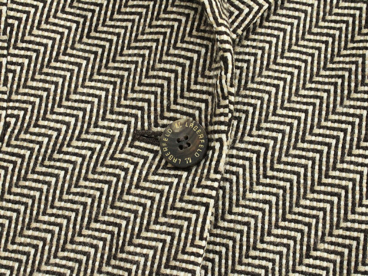 国内正規品美品 カールラガーフェルド ウール長袖テーラードジャケット 茶38 rm049_画像8